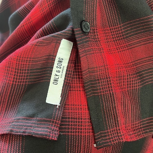 Only & Sons Regular Fit Buffalo Check Short Sleeve Button Down Short Size L - Picture 11 of 16